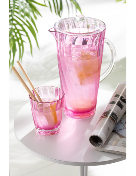 Grande Carafe moderne avec couvercle 2,3 Litres en Plastique réutilisable Rose Wavya - 2