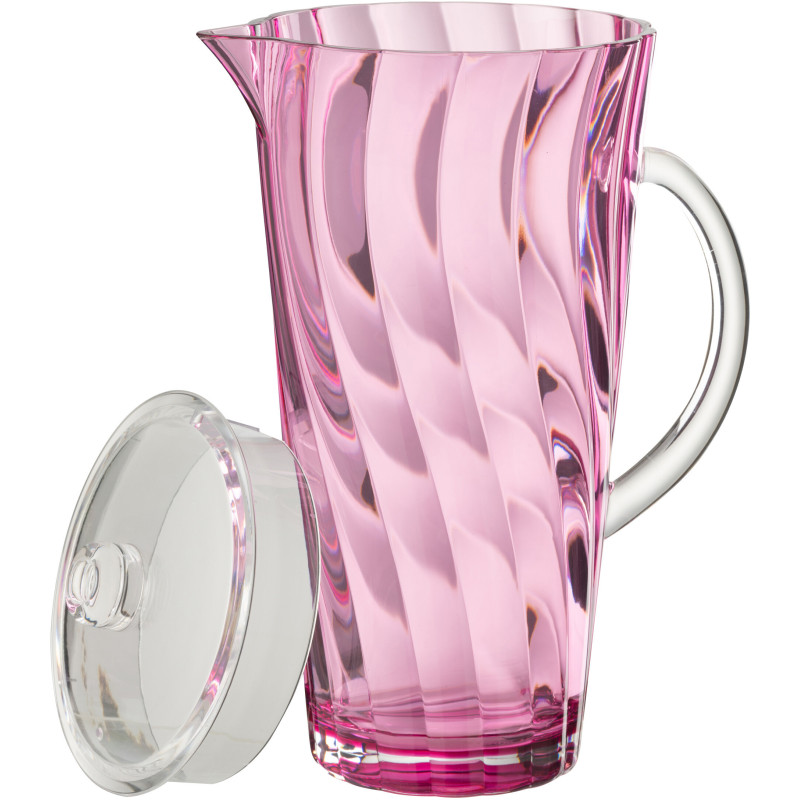 Grande Carafe moderne avec couvercle 2,3 Litres en Plastique réutilisable Rose Wavya - 3