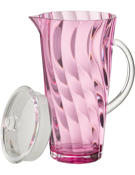 Grande Carafe moderne avec couvercle 2,3 Litres en Plastique réutilisable Rose Wavya - 3