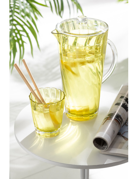 Grande Carafe moderne avec couvercle 2,3 Litres en Plastique réutilisable Jaune Wavya - 2