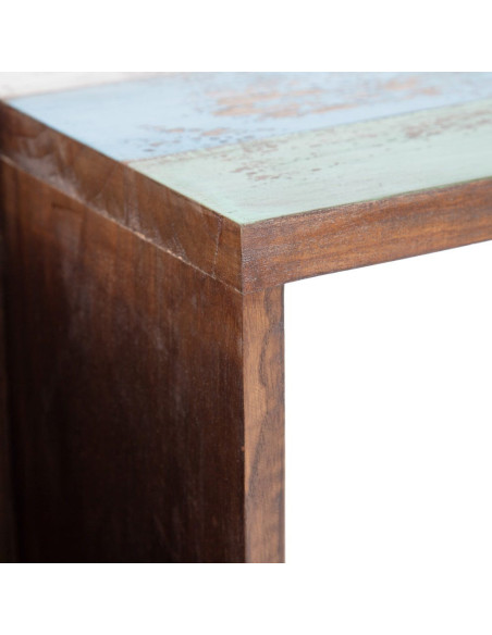 Bureau 2 niches en Bois de mindi Bleu Marron Métal Noir Malak - 5