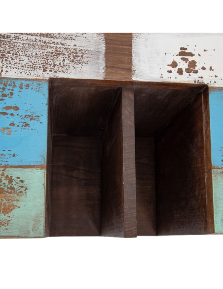 Bureau 2 niches en Bois de mindi Bleu Marron Métal Noir Malak - 7