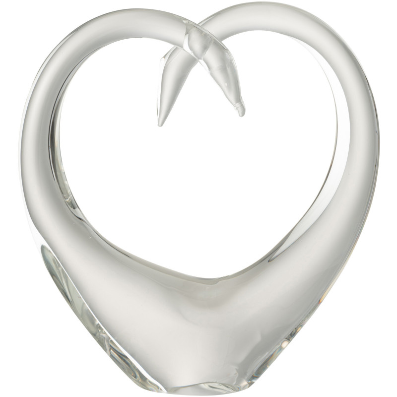 Grand Presse papier moderne Coeur Hauteur 23 cm en Verre Transparent Zalu - 1