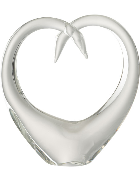 Grand Presse papier moderne Coeur Hauteur 23 cm en Verre Transparent Zalu - 1