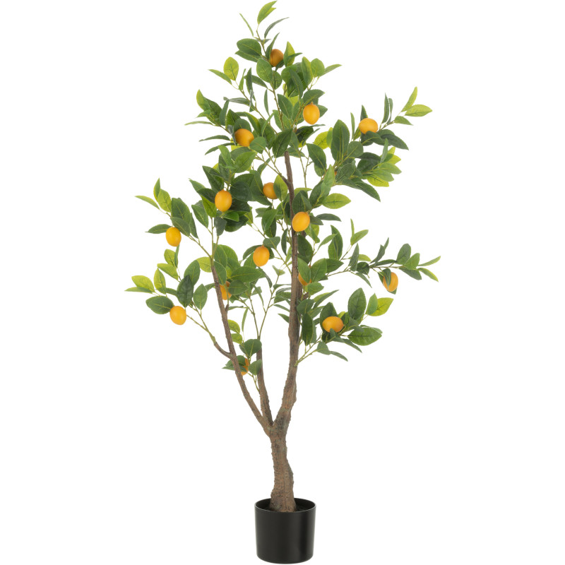 Grand Arbre artificiel réaliste Citronnier Hauteur 130 cm en Plastique Vert Jaune - 1