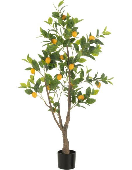 Grand Arbre artificiel réaliste Citronnier Hauteur 130 cm en Plastique Vert Jaune - 1
