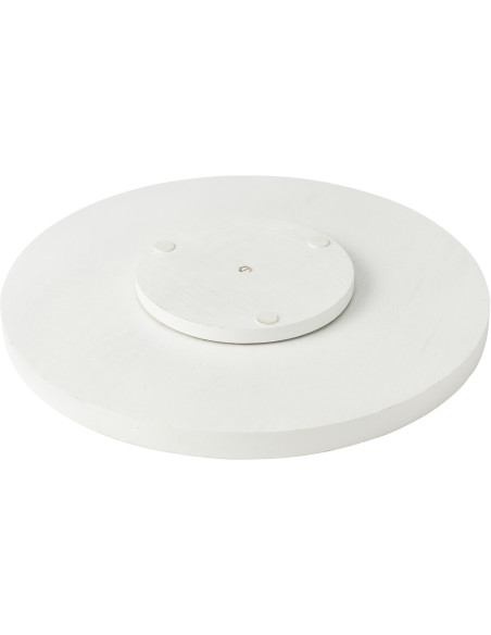 Grand Plateau tournant rond 45 cm en Bois de manguier Noir Blanc Motif fleurs Zalu - 2