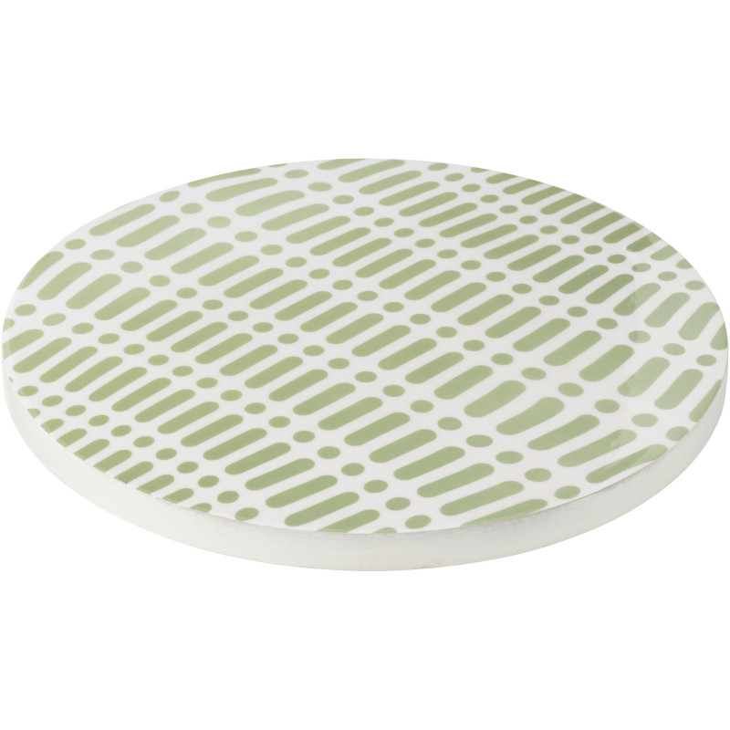 Grand Plateau tournant rond 45 cm en Bois de manguier Vert Blanc Jeya - 1
