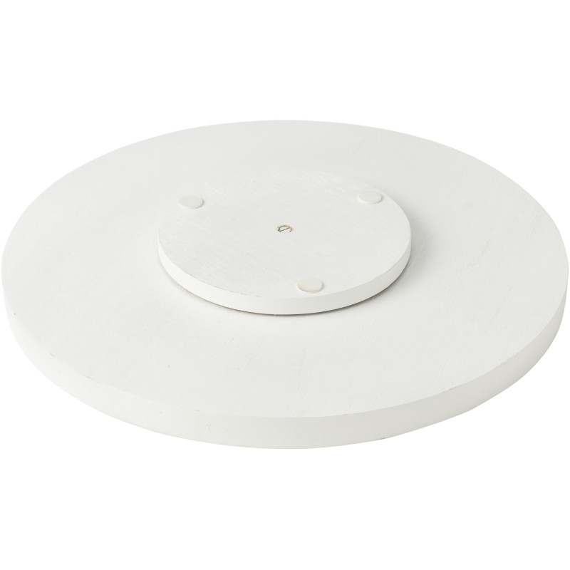 Grand Plateau tournant rond 45 cm en Bois de manguier Vert Blanc Jeya - 3