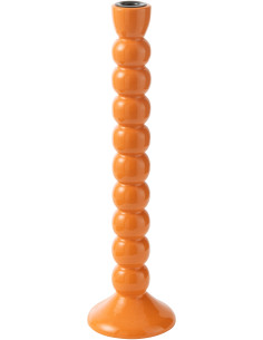 Grand Bougeoir moderne Hauteur 38 cm en Bois de manguier Orange Métal Noir Oken - 1