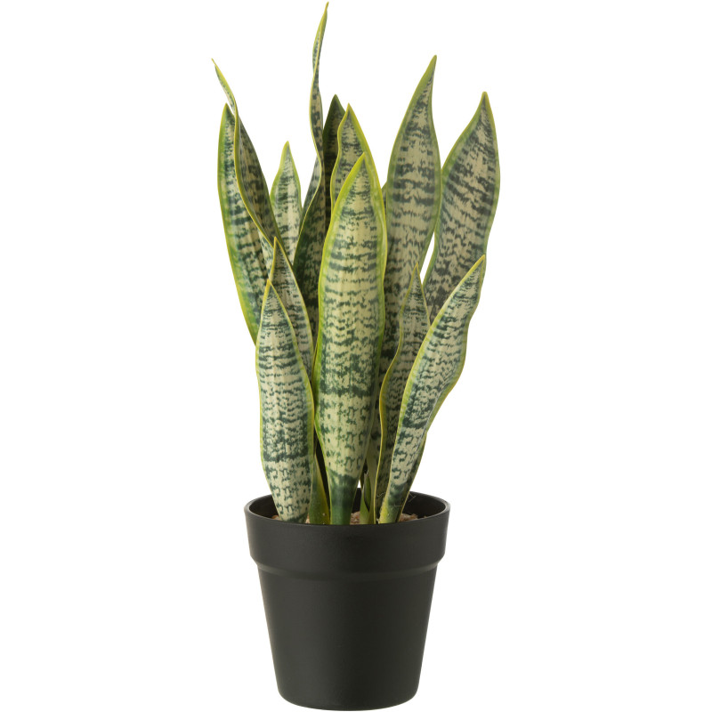Plante artificielle réaliste Langue de belle mère Dracaena Trifasciata Hauteur 47 cm en Plastique Vert - 1