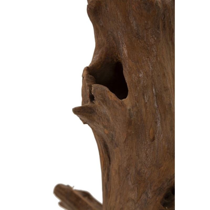 Grande Sculpture artisanale ethnique sur pied Hauteur 64 cm en Bois de teck recyclé Marron Akar 
