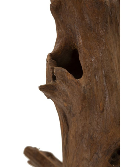 Grande Sculpture artisanale ethnique sur pied Hauteur 64 cm en Bois de teck recyclé Marron Akar 
