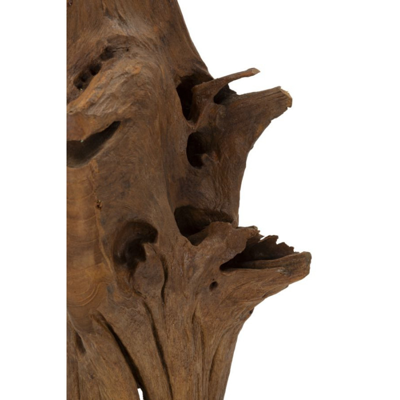 Grande Sculpture artisanale ethnique sur pied Hauteur 64 cm en Bois de teck recyclé Marron Akar 
