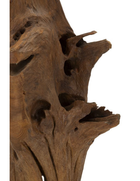 Grande Sculpture artisanale ethnique sur pied Hauteur 64 cm en Bois de teck recyclé Marron Akar 