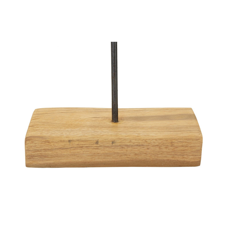 Grande Sculpture artisanale etnique sur pied Cercle Hauteur 58 cm en Bois de teck recyclé Marron Dorat 