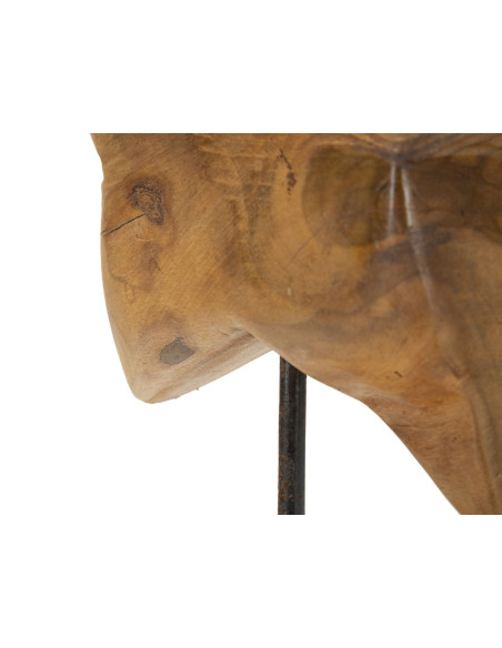 Sculpture artisanale sur pied Étoile Hauteur 42 cm en Bois de teck recyclé Marron Stella 