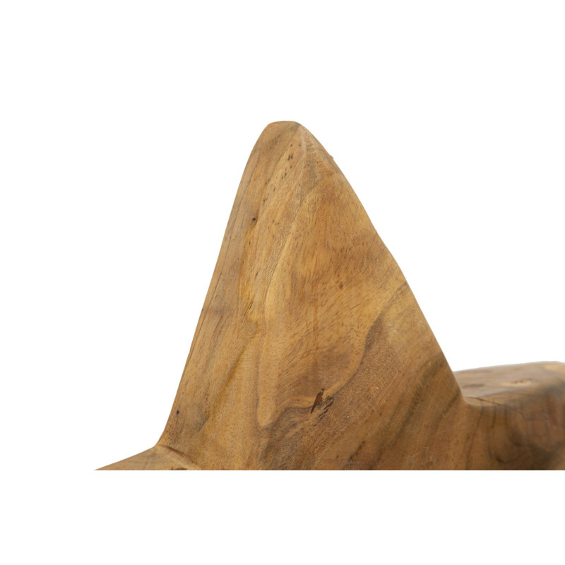 Sculpture artisanale sur pied Étoile Hauteur 42 cm en Bois de teck recyclé Marron Stella 