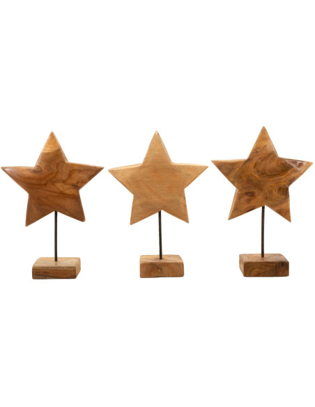 Sculpture artisanale sur pied Étoile Hauteur 42 cm en Bois de teck recyclé Marron Stella - 8