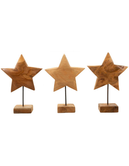 Sculpture artisanale sur pied Étoile Hauteur 42 cm en Bois de teck recyclé Marron Stella - 9