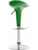 Tabouret de bar réglable pivotant vert en plastique et métal aspect chrome 37 x 37 x 87 cm Bellano