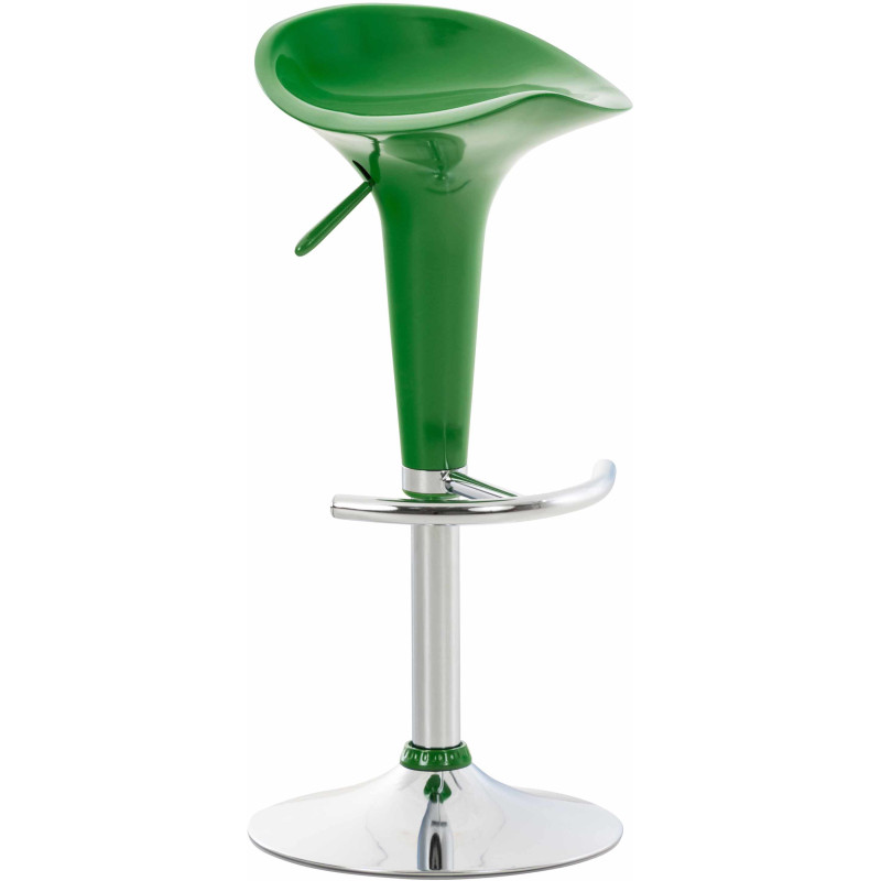 Tabouret de bar design rétro en Polypropylène Vert Métal Argenté Brillant Bellano - 1