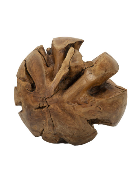 Grande Boule décorative artisanale ethnique 50 cm en Bois de teck recyclé Marron Sfera 