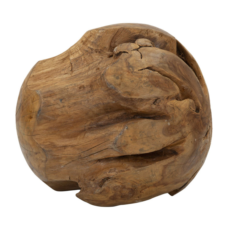 Grande Boule décorative artisanale ethnique 50 cm en Bois de teck recyclé Marron Sfera 