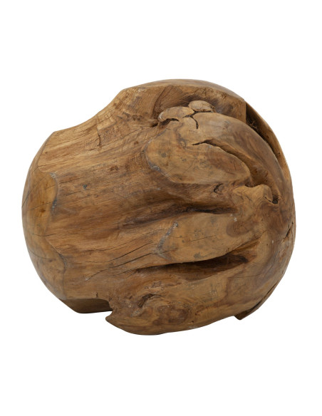 Grande Boule décorative artisanale ethnique 50 cm en Bois de teck recyclé Marron Sfera 