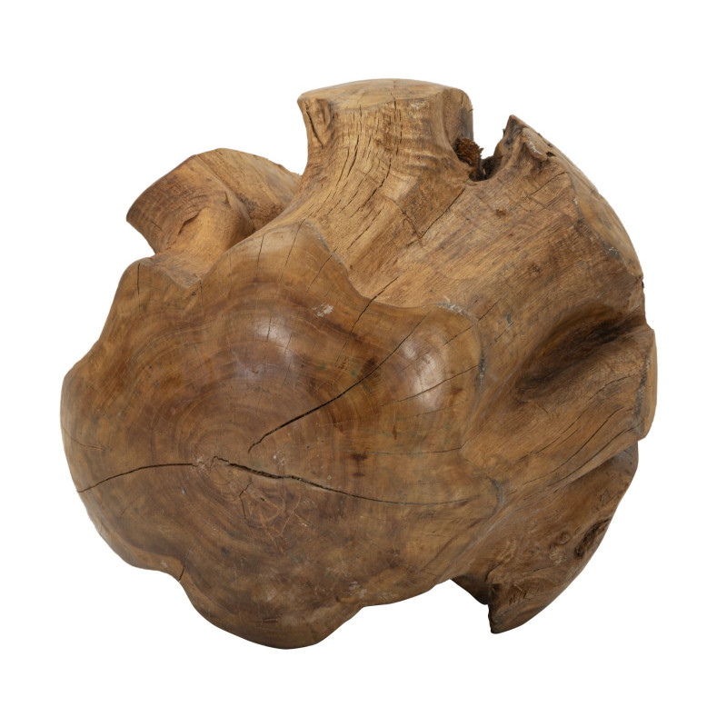 Grande Boule décorative artisanale ethnique 50 cm en Bois de teck recyclé Marron Sfera 