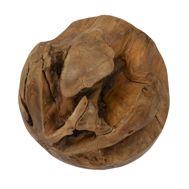 Grande Boule décorative artisanale ethnique 50 cm en Bois de teck recyclé Marron Sfera 