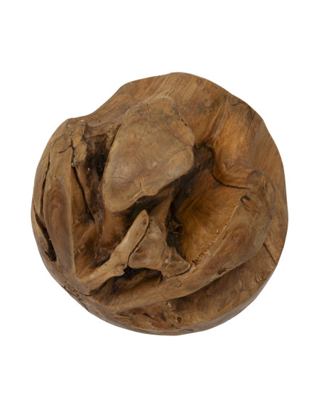 Grande Boule décorative artisanale ethnique 50 cm en Bois de teck recyclé Marron Sfera 