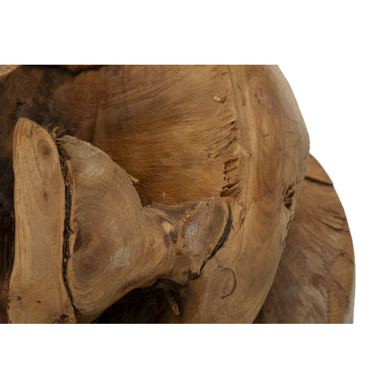 Grande Boule décorative artisanale ethnique 50 cm en Bois de teck recyclé Marron Sfera 