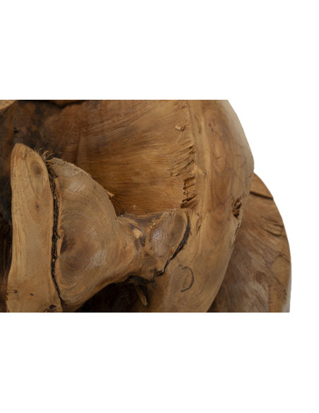 Grande Boule décorative artisanale ethnique 50 cm en Bois de teck recyclé Marron Sfera 