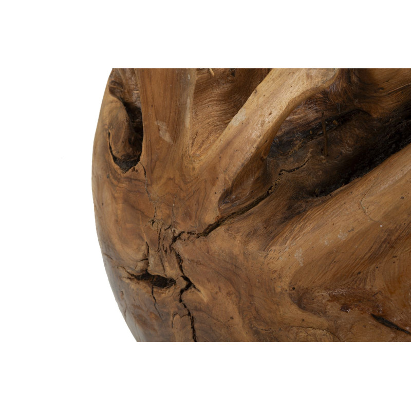 Grande Boule décorative artisanale ethnique 50 cm en Bois de teck recyclé Marron Sfera 