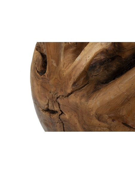Grande Boule décorative artisanale ethnique 50 cm en Bois de teck recyclé Marron Sfera 