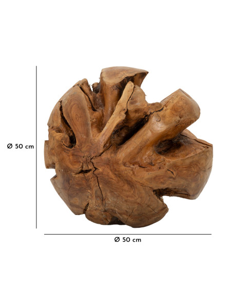 Grande Boule décorative artisanale ethnique 50 cm en Bois de teck recyclé Marron Sfera 