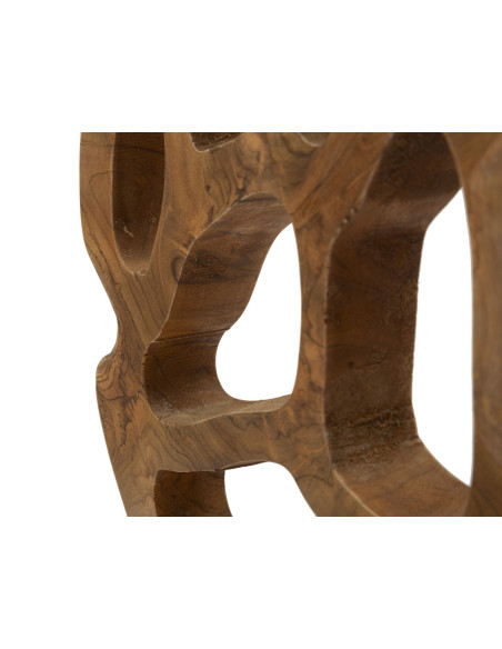 Grande Sculpture artisanale sur pied Coeur Hauteur 38 cm en Bois de teck recyclé Marron Lubang 