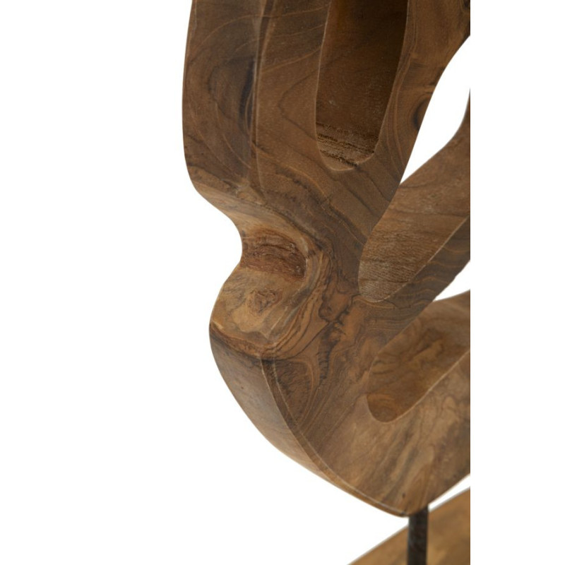 Grande Sculpture artisanale sur pied Coeur Hauteur 38 cm en Bois de teck recyclé Marron Lubang 