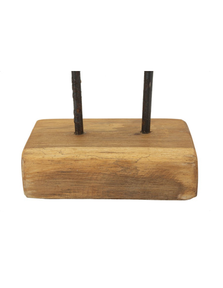 Grande Sculpture artisanale sur pied Coeur Hauteur 38 cm en Bois de teck recyclé Marron Lubang 