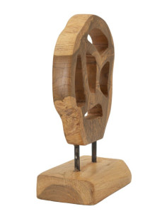 Sculpture artisanale sur pied Coeur Hauteur 27 cm en Bois de teck recyclé Marron Lubang 