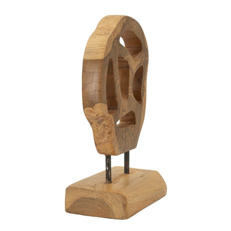 Sculpture artisanale sur pied Coeur Hauteur 27 cm en Bois de teck recyclé Marron Lubang 