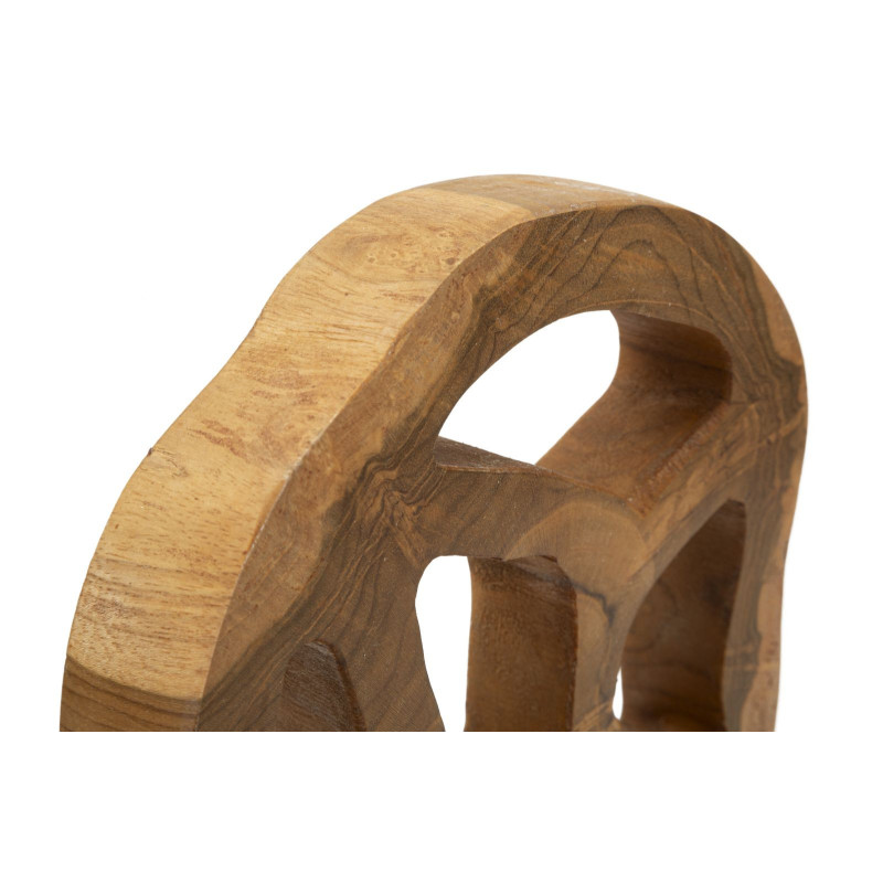 Sculpture artisanale sur pied Coeur Hauteur 27 cm en Bois de teck recyclé Marron Lubang 