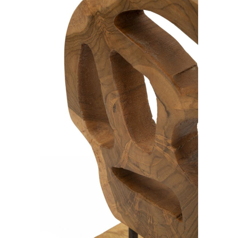 Sculpture artisanale sur pied Coeur Hauteur 27 cm en Bois de teck recyclé Marron Lubang 