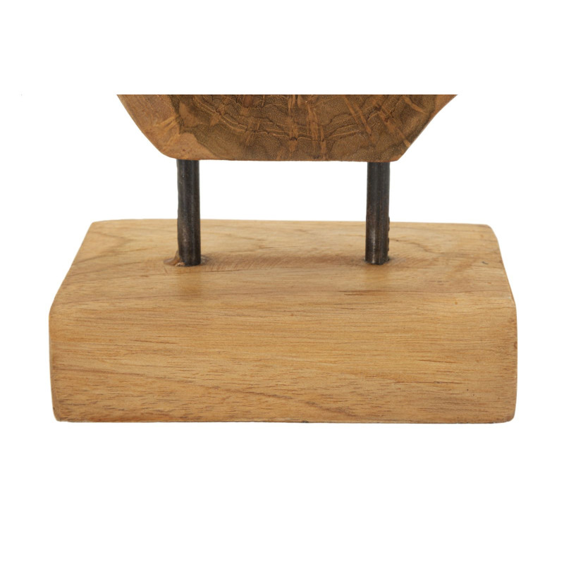 Sculpture artisanale sur pied Coeur Hauteur 27 cm en Bois de teck recyclé Marron Lubang 