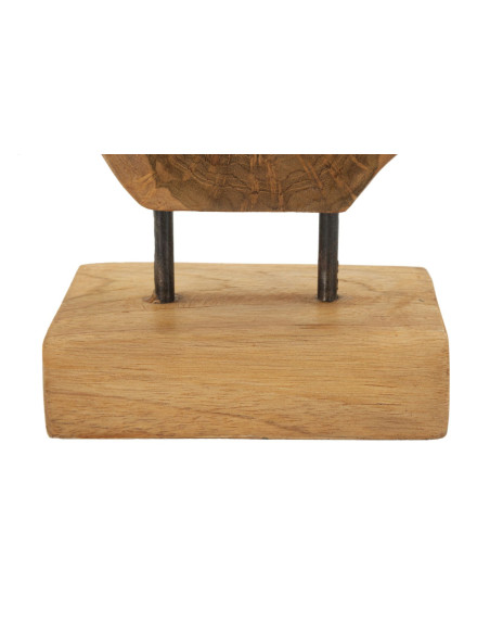 Sculpture artisanale sur pied Coeur Hauteur 27 cm en Bois de teck recyclé Marron Lubang 