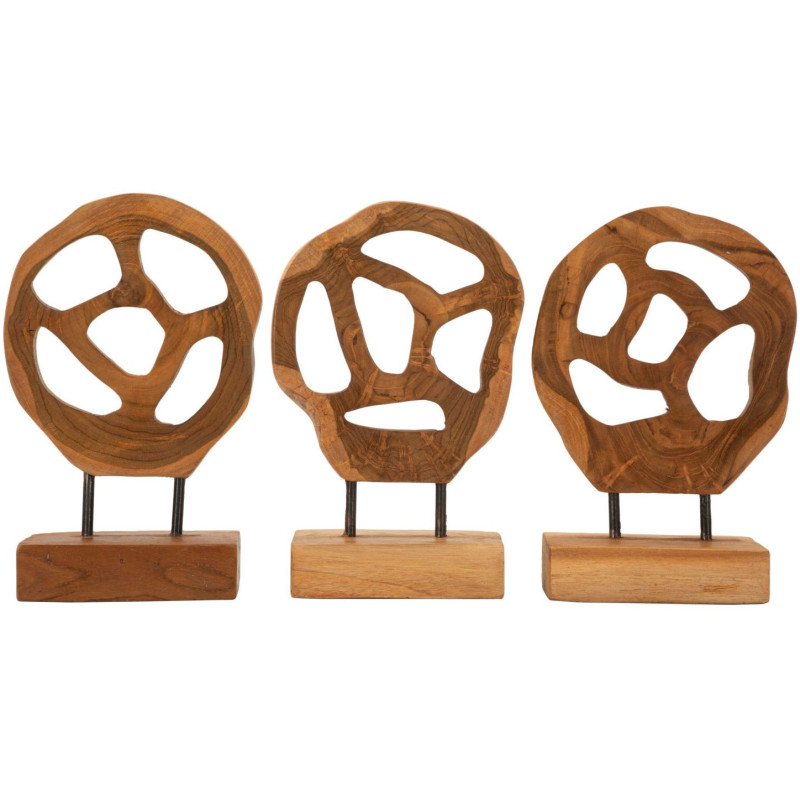 Sculpture artisanale sur pied Coeur Hauteur 27 cm en Bois de teck recyclé Marron Lubang - 7