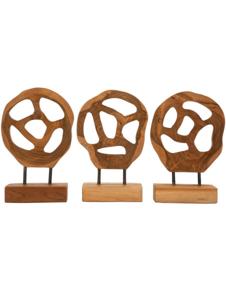 Sculpture artisanale sur pied Coeur Hauteur 27 cm en Bois de teck recyclé Marron Lubang - 7