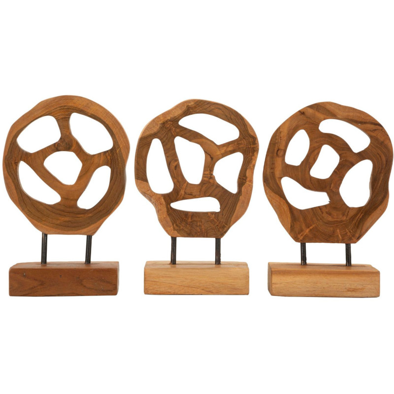 Sculpture artisanale sur pied Coeur Hauteur 27 cm en Bois de teck recyclé Marron Lubang - 8