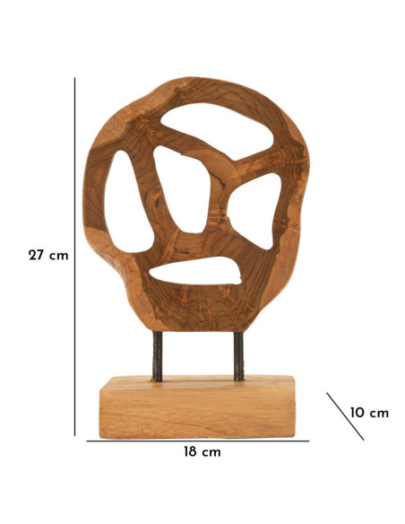 Sculpture artisanale sur pied Coeur Hauteur 27 cm en Bois de teck recyclé Marron Lubang 